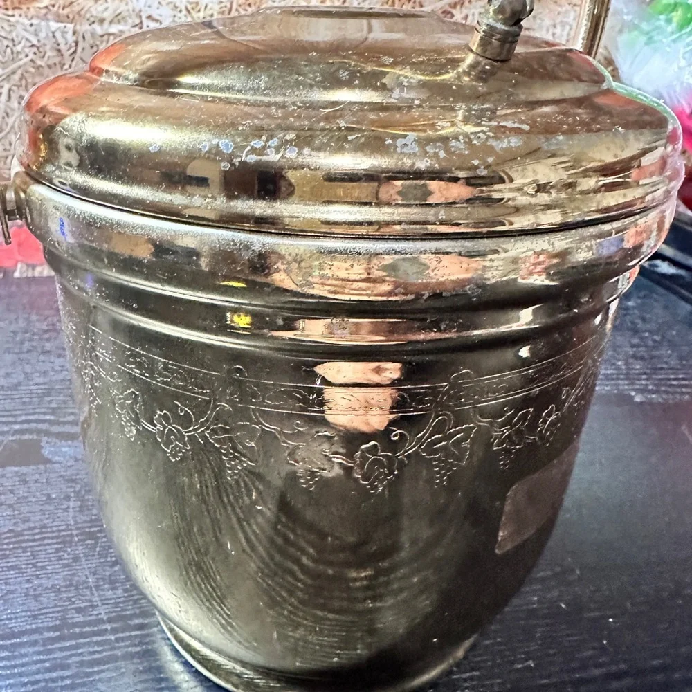 Vintage MCM Solid Brass Ice Bucket by United